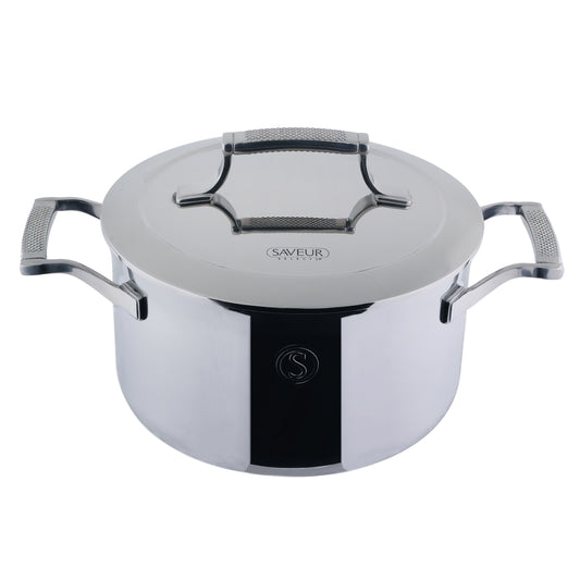 6-Quart Enameled Coated Oval Roaster with Stainless Steel Lid – Saveur  Selects