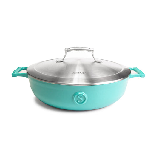 4.5-Quart Enameled Coated Braiser with Stainless Steel Lid